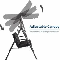 YODOLLA Garden Swing Seats 3-Seater Outdoor Hammock With Stands, Black -Outdoor Furniture Store 90573657 3