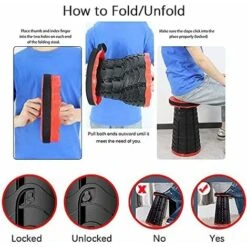 Portable Adjustable Folding Stool Convenient And Easy To Use Blak -Outdoor Furniture Store 90736744 4