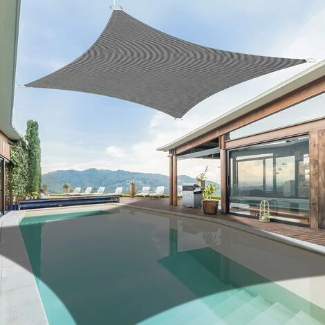 2m X 2m Sun Sail Shade Waterproof Outdoor Garden Patio Party Sun Protection 98% UV Blocking (grey) 7 2m X 2m Sun Sail Shade Waterproof Outdoor Garden Patio Party Sun Protection 98% UV Blocking (grey) - Image 5