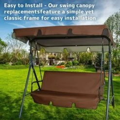 Waterproof Garden Swing Chair Canopy Cover, Suitable For Outdoor Patio, Garden, (canopy Cover Only) (14212018cm, Brown) -Outdoor Furniture Store 90738949 5