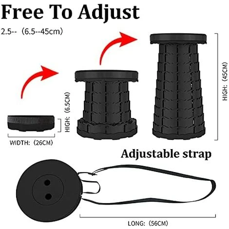 Portable Adjustable Folding Stool Convenient And Easy To Use Blak 5 Portable Adjustable Folding Stool Convenient And Easy To Use Blak - Image 3