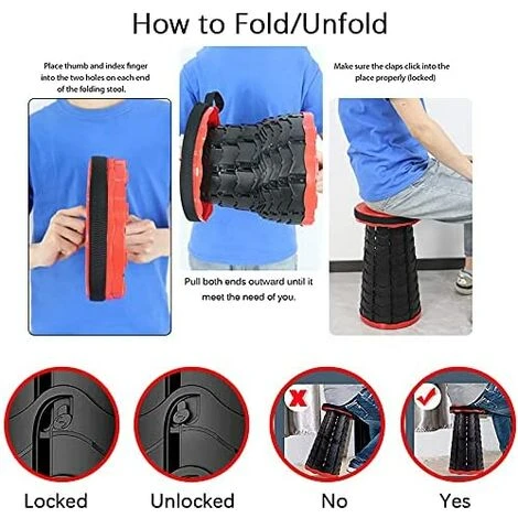 Portable Adjustable Folding Stool Convenient And Easy To Use Blak 6 Portable Adjustable Folding Stool Convenient And Easy To Use Blak - Image 4