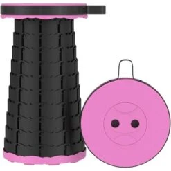 Portable Adjustable Folding Stool Convenient And Easy To Use Pink Red