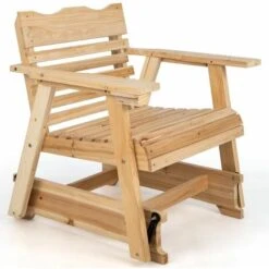 Garden Wood Rocking Chair Outdoor Porch Relax Rocker Patio Slat Rocking Chair