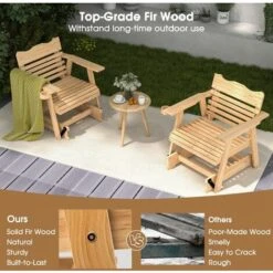 Garden Wood Rocking Chair Outdoor Porch Relax Rocker Patio Slat Rocking Chair -Outdoor Furniture Store 90765098 5