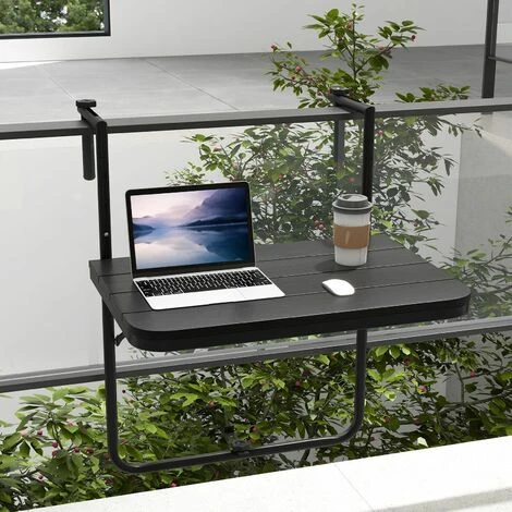 Folding Balcony Hanging Table Patio Railing Table Hanging Coffee Side Table 6 Folding Balcony Hanging Table Patio Railing Table Hanging Coffee Side Table - Image 4