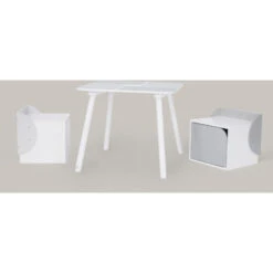 Biscay Bricks Table And Chairs Kids Furniture - L59 X W59 X H50 Cm - White