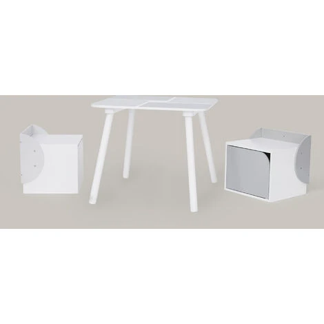 Biscay Bricks Table And Chairs Kids Furniture - L59 X W59 X H50 Cm - White 3 Biscay Bricks Table And Chairs Kids Furniture - L59 X W59 X H50 Cm - White