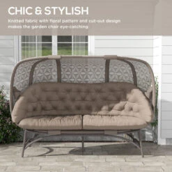 Outsunny 3 Seater Folding Outdoor Egg Chair W/ Flower Pattern, Holder Bags -Outdoor Furniture Store 90873766 4