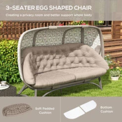 Outsunny 3 Seater Folding Outdoor Egg Chair W/ Flower Pattern, Holder Bags -Outdoor Furniture Store 90873766 5
