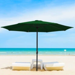 VINGO Parasol Not Tilting Shade Canopy Mechanism Sun Aluminium Umbrella Crank,3.5m Green