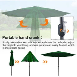 VINGO Parasol Not Tilting Shade Canopy Mechanism Sun Aluminium Umbrella Crank,3.5m Green -Outdoor Furniture Store 90904456 4