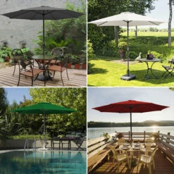VINGO Parasol Not Tilting Shade Canopy Mechanism Sun Aluminium Umbrella Crank,3.5m Green -Outdoor Furniture Store 90904456 5