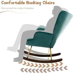 Velvet Rocking Chair Wingback Armchair For Living Room, Green 9 Velvet Rocking Chair Wingback Armchair For Living Room, Green -Outdoor Furniture Store 91014564 3
