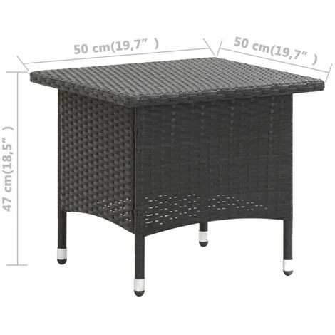Tea Table Black 50x50x47 Cm Poly Rattan VidaXL 7 Tea Table Black 50x50x47 Cm Poly Rattan VidaXL - Image 5