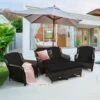 5 PCS Patio Furniture Set Outdoor Rattan Conversation Sofa Set Removable Cushion -Outdoor Furniture Store 91384298 1