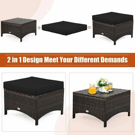 5 PCS Patio Furniture Set Outdoor Rattan Conversation Sofa Set Removable Cushion 7 5 PCS Patio Furniture Set Outdoor Rattan Conversation Sofa Set Removable Cushion - Image 5