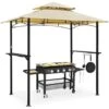 YODOLLA 8 X 5ft Outdoor Grill Gazebo With Vented Top, 2-Tier Waterproof BBQ Gazebo For Patio And Backyard, Beige -Outdoor Furniture Store 91413361 1