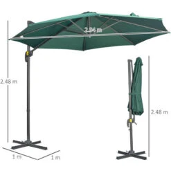 Outsunny Cantilever Roma Parasol 360° Rotation W/ Hand Crank & Base Green 8 Outsunny Cantilever Roma Parasol 360° Rotation W/ Hand Crank & Base Green -Outdoor Furniture Store 91591129 2