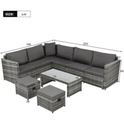 Rattan Garden Furniture Set 8 Seater Rattan Sofa Patio Garden Corner Sofa Set Garden Lounge With Coffee Table & 2 Stools -Outdoor Furniture Store 91610369 5