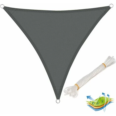 WOLTU Garden Sun Shade Sail PE Breathable Canopy Sunscreen Patio Awning Cover Grey 3x3x3m 3 WOLTU Garden Sun Shade Sail PE Breathable Canopy Sunscreen Patio Awning Cover Grey 3x3x3m