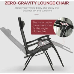 Outsunny Foldable Garden Recliner Chair Set Of 2 W/ Footstool & Headrest Black 10 Outsunny Foldable Garden Recliner Chair Set Of 2 W/ Footstool & Headrest Black -Outdoor Furniture Store 91839281 4