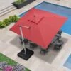 PURPLE LEAF 3 X 3.65 M Garden Cantilever Parasol, Large Rectangular Patio Umbrella With Crank Handle And Tilt For Balcony And Outdoor,Red,3 X 3.65 M -Outdoor Furniture Store 91848730 1