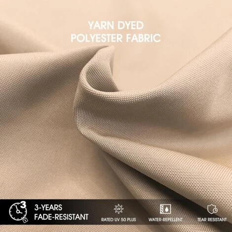 PURPLE LEAF 3 X 3 M Garden Cantilever Parasol, Large Square Overhanging Patio Umbrella With Crank Handle And Tilt For Balcony And Outdoor, Beige,3 X 3 M 5 PURPLE LEAF 3 X 3 M Garden Cantilever Parasol, Large Square Overhanging Patio Umbrella With Crank Handle And Tilt For Balcony And Outdoor, Beige,3 X 3 M - Image 3