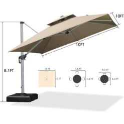 PURPLE LEAF 3 X 3 M Garden Cantilever Parasol, Large Square Overhanging Patio Umbrella With Crank Handle And Tilt For Balcony And Outdoor, Beige,3 X 3 M 11 PURPLE LEAF 3 X 3 M Garden Cantilever Parasol, Large Square Overhanging Patio Umbrella With Crank Handle And Tilt For Balcony And Outdoor, Beige,3 X 3 M -Outdoor Furniture Store 91848789 5