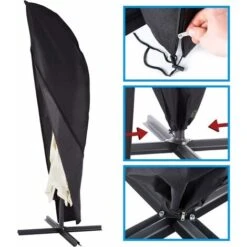 Protective Cover, For Cantilever Parasol Suitable For 2m, 3m, 3.5m Diameter, Parasol Cover, UV Protection, Full Length Zipper And Drawstring Bottom, Made Of 600D Oxford, Weather Resistant -Outdoor Furniture Store 91892236 3