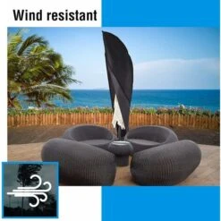 Protective Cover, For Cantilever Parasol Suitable For 2m, 3m, 3.5m Diameter, Parasol Cover, UV Protection, Full Length Zipper And Drawstring Bottom, Made Of 600D Oxford, Weather Resistant -Outdoor Furniture Store 91892236 4