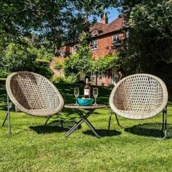 3pcs Grey/Brown Rattan Garden Furniture 2 Seat Bistro Set And Coffee Table