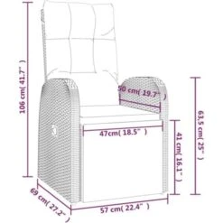 Reclining Garden Chairs With Cushions 2 Pcs Black Poly Rattan VidaXL -Outdoor Furniture Store 91946387 3
