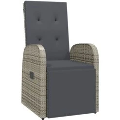 Reclining Garden Chairs With Cushions 2 Pcs Grey Poly Rattan VidaXL -Outdoor Furniture Store 91946413 4