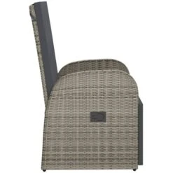 Reclining Garden Chairs With Cushions 2 Pcs Grey Poly Rattan VidaXL -Outdoor Furniture Store 91946413 5