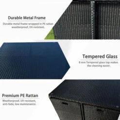 8 Seater Rattan Dining Table And Chair Cube Set W Cover -Outdoor Furniture Store 91947964 3