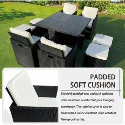 8 Seater Rattan Dining Table And Chair Cube Set W Cover -Outdoor Furniture Store 91947964 4
