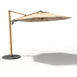 Grand Patio Cantilever Umbrella, Garden Offset Umbrella , 8 Ribs, Crank And Easy Tilt, 360° Rotation, Patio Umbrella For Pool, Garden, Outdoor, UPF 50+, PU Coating 3×3m, Champagne