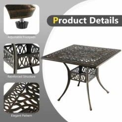 Square Patio Round Dining Table Outdoor Cast Aluminum Table 5.5 Cm Umbrella Hole 10 Square Patio Round Dining Table Outdoor Cast Aluminum Table 5.5 Cm Umbrella Hole -Outdoor Furniture Store 92097833 4