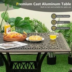 Square Patio Round Dining Table Outdoor Cast Aluminum Table 5.5 Cm Umbrella Hole 11 Square Patio Round Dining Table Outdoor Cast Aluminum Table 5.5 Cm Umbrella Hole -Outdoor Furniture Store 92097833 5