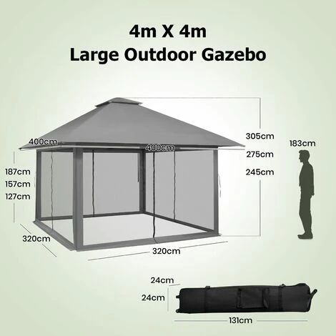 4m X 4m Pop Up Gazebo Tent Instant Setup Canopy Tent With Netting Mesh Sidewalls 4 4m X 4m Pop Up Gazebo Tent Instant Setup Canopy Tent With Netting Mesh Sidewalls - Image 2