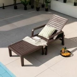 Outdoor Patio Chaise Lounge Chair Recliner Chair 4-Level Adjustable Backrest -Outdoor Furniture Store 92198677 3