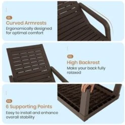 Outdoor Patio Chaise Lounge Chair Recliner Chair 4-Level Adjustable Backrest -Outdoor Furniture Store 92198677 4