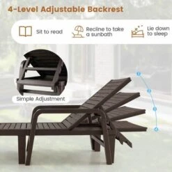 Outdoor Patio Chaise Lounge Chair Recliner Chair 4-Level Adjustable Backrest -Outdoor Furniture Store 92198677 5