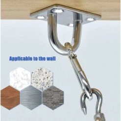 RHAFAYRE 4pcs M5 Stainless Steel Eye Plate, Ceiling Hook, Wall Hook, Ceiling Fixture, Stainless Steel Deck Plate, For Boat Rig Hammock Swing -Outdoor Furniture Store 92680766 4