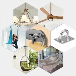 RHAFAYRE 4pcs M5 Stainless Steel Eye Plate, Ceiling Hook, Wall Hook, Ceiling Fixture, Stainless Steel Deck Plate, For Boat Rig Hammock Swing -Outdoor Furniture Store 92680766 5