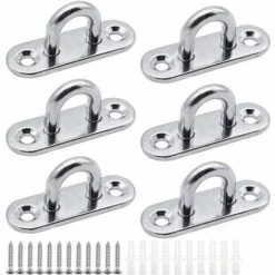 RHAFAYRE 6 Pieces Eyelet Plates Stainless Steel Cover Plate 5mm Mast Plate Heavy Duty Fixing Hooks For Wall Hooks Hanging Chairs Awning Boat Accessories Etc