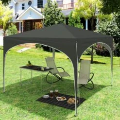 WOLTU Pop-up Gazebo. Gazebo 3m X 3m. Folding Event Shelter For Outdoor. Garden. Camping. Height Adjustable. Waterproof. UV-Protection. With Carry Bag. Grey