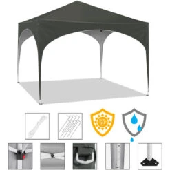 WOLTU Pop-up Gazebo. Gazebo 3m X 3m. Folding Event Shelter For Outdoor. Garden. Camping. Height Adjustable. Waterproof. UV-Protection. With Carry Bag. Grey 11 WOLTU Pop-up Gazebo. Gazebo 3m X 3m. Folding Event Shelter For Outdoor. Garden. Camping. Height Adjustable. Waterproof. UV-Protection. With Carry Bag. Grey -Outdoor Furniture Store 92912759 5