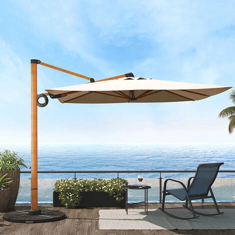 Grand Patio Cantilever Umbrella, Garden Offset Umbrella , 8 Ribs, Crank And Easy Tilt, 360° Rotation, Patio Umbrella For Pool, Garden, Outdoor, UPF 50+, PU Coating 2.5×2.5m, Champagne 4 Grand Patio Cantilever Umbrella, Garden Offset Umbrella , 8 Ribs, Crank And Easy Tilt, 360° Rotation, Patio Umbrella For Pool, Garden, Outdoor, UPF 50+, PU Coating 2.5×2.5m, Champagne - Image 2